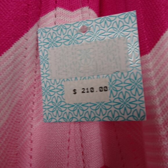 Ming Wang Midi Pencil Skirt Size L Pink Chevron Knit Scalloped Hem Lined - Picture 7 of 11